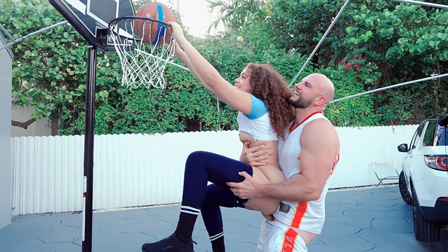Smashing a perfect ass step sister on the basketball court after shooting hoops