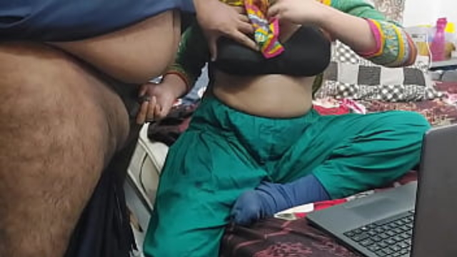 Pakistani sister caught watching porn by her brother and fucked in all holes
