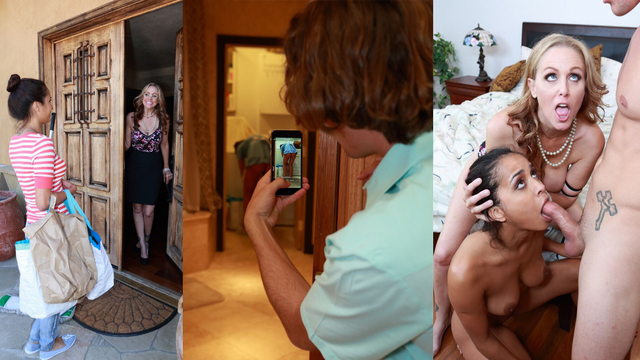 Son, maid, and huge-titted mommy get down, dirty in threesome XXX video