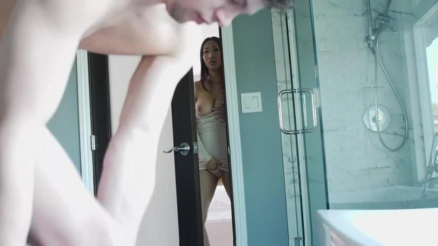 Mom Caught Son Peeping: Son Gets Surprise Fuck with Busty Asian MILF Step Mom