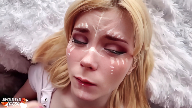 My slutty sister in elf cosplay costume POV blowjob my and gets cum in mouth