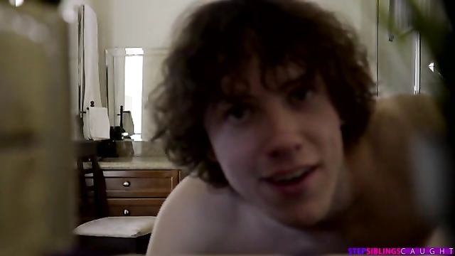 Bimbo blonde creampied after XXX sex with brother in the bathroom