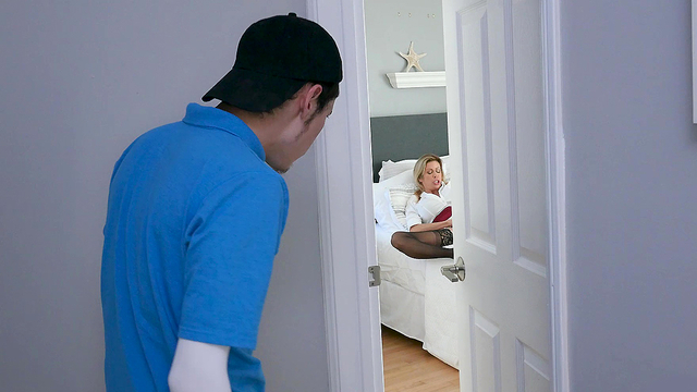 Young dude creeps and sees Alexis Fawx masturbating