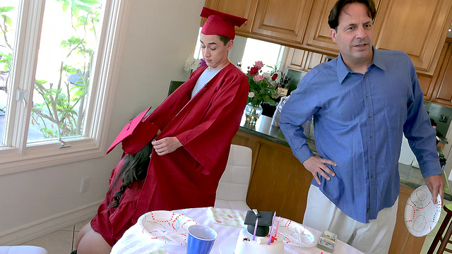 Latina is going to relax with stepbrother in XXX way after graduation