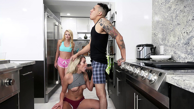 Need for new XXX sensations makes lezzy suck cock of girlfriend's stepbrother